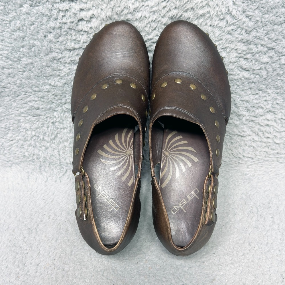 Dansko Ryder Womens Size 39 US 8.5-9 Clogs Heels Shoes Brown Leather Studded - Picture 5 of 9